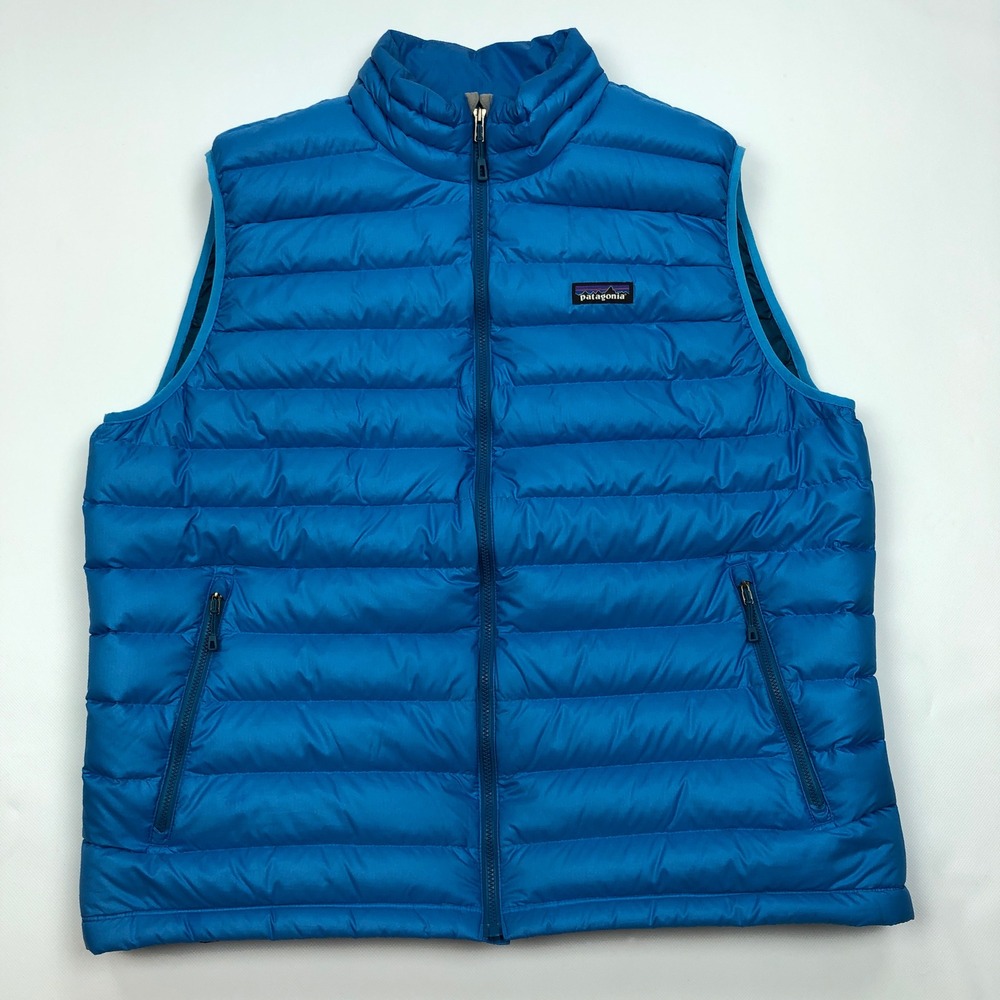 Patagonia Mens Down Sweater Vest Blue Quilted Puffer XL 84622